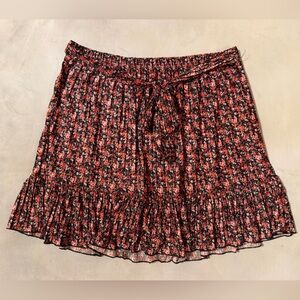 Zara Black and Red Floral A-Line Skirt